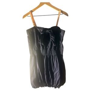 J. Crew Black Bow Front Strapless Bubble Dress‎ Elastic Waist Size M